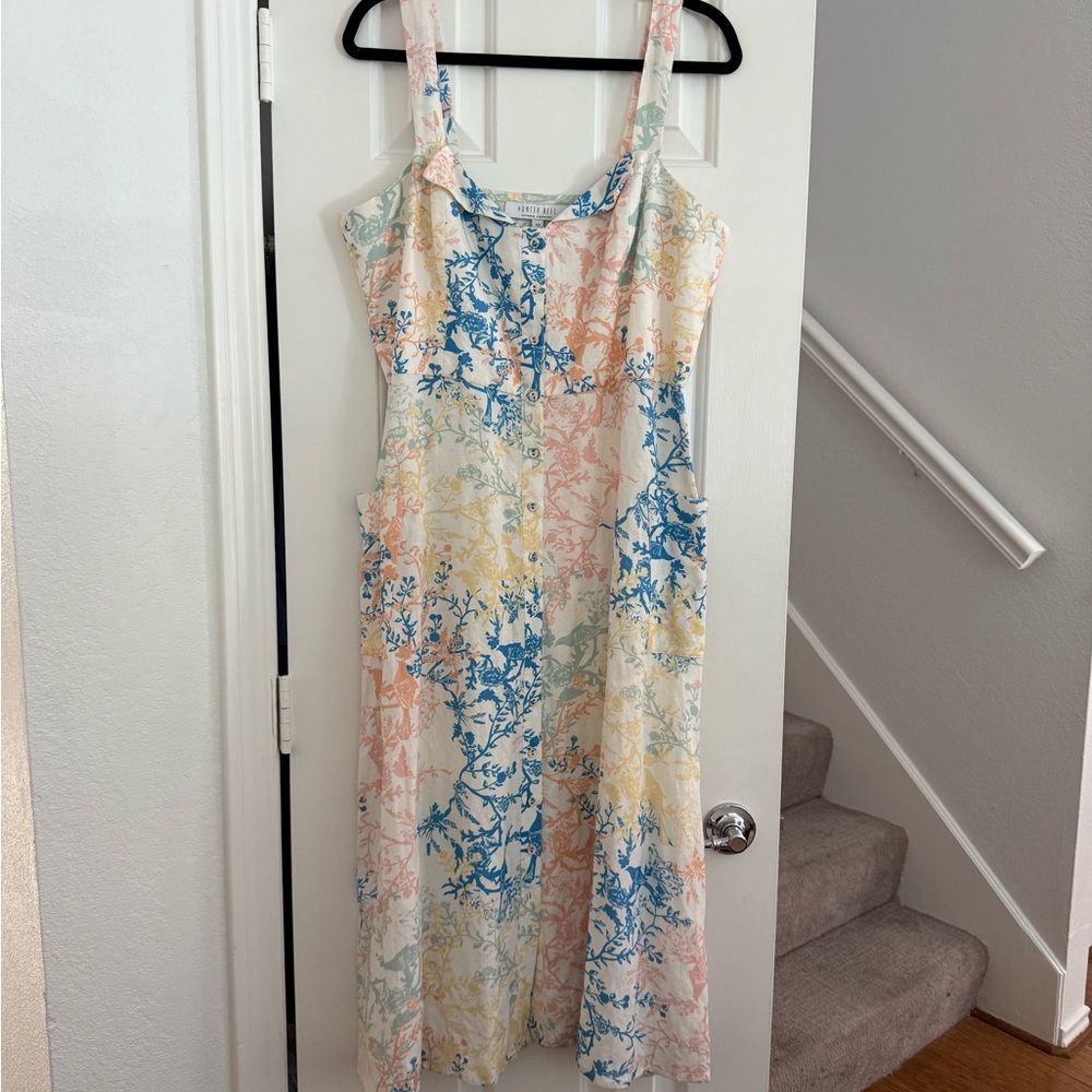 Hunter Bell Linen Blend Midi Dress Size 12